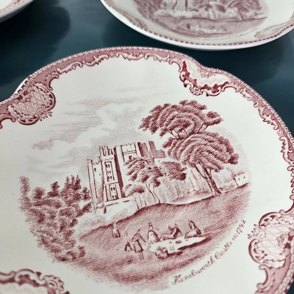 Johnson Bros Historic America Red Tea Cup & Saucer Mix SF Gold Rush Castle 8pc